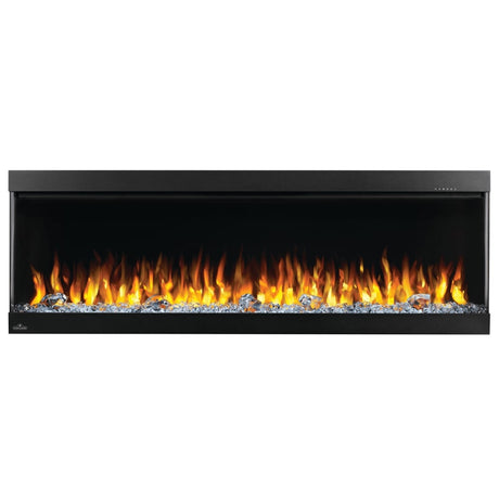 Napoleon Trivista Pictura 50" 3-Sided Electric Fireplace with yellow flames and crystals
