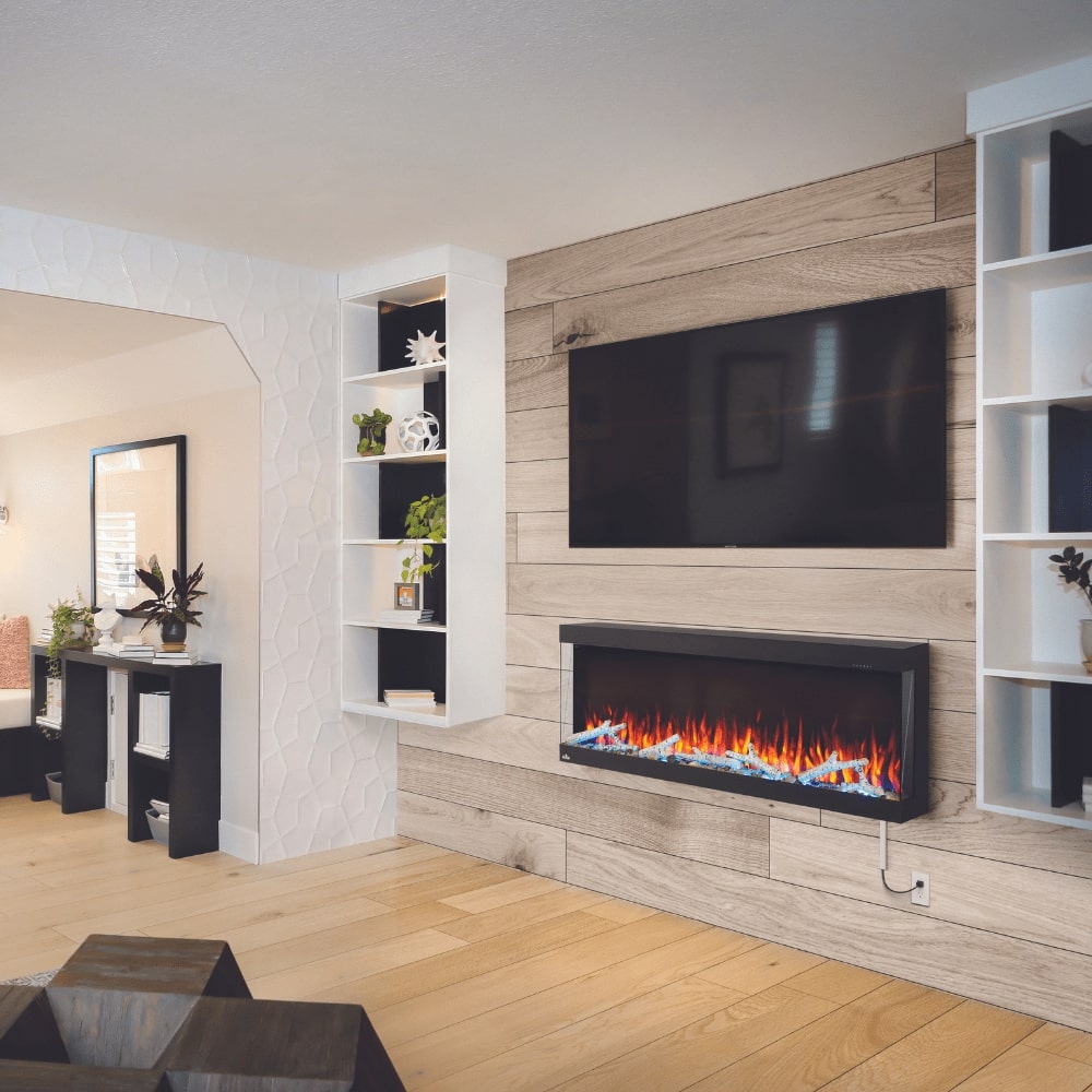 Napoleon Trivista Pictura 3-Sided Electric Fireplace in a light and airy living space