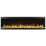 Napoleon Trivista Pictura 60" 3-Sided Electric Fireplace with yellow flames and birch logs