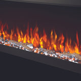 Napoleon Trivista Pictura Electric Fireplace with orange flames and driftwood logs