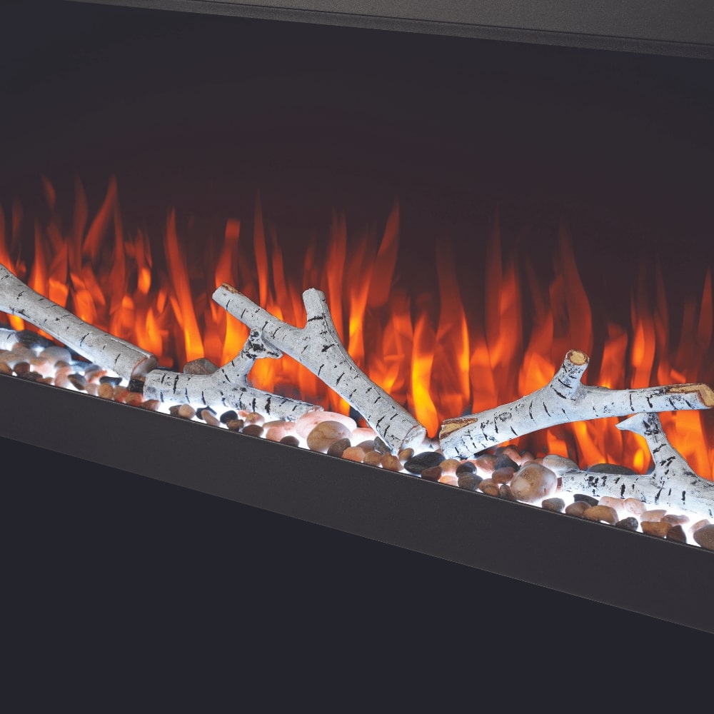 Napoleon Trivista Pictura Electric Fireplace with birch logs and stones