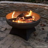 Ohio Flame Liberty Round Steel Fire Pit with Standard Base in a patio