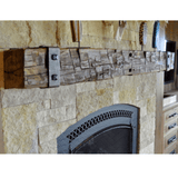 olde wood hand hewn wooden fireplace mantel in rustic pine finish
