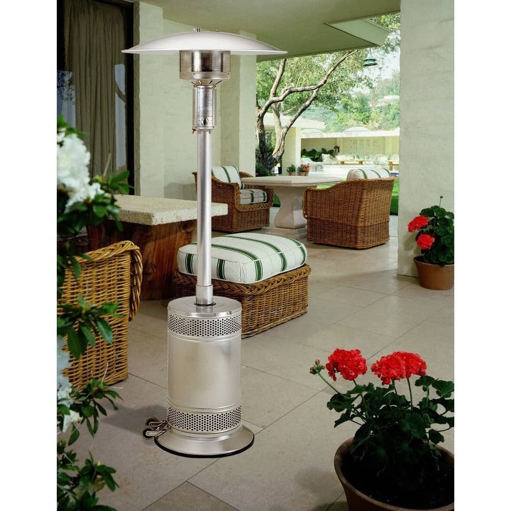 Patio Comfort Stainless Steel Propane Patio Heater in a patio