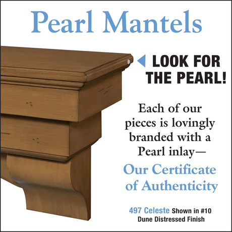 Inlay on Pearl Mantels Celeste Dune Wood Mantel Shelf