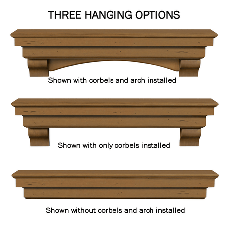 Three Hanging Options for Pearl Mantels Celeste Dune Wood Mantel Shelf