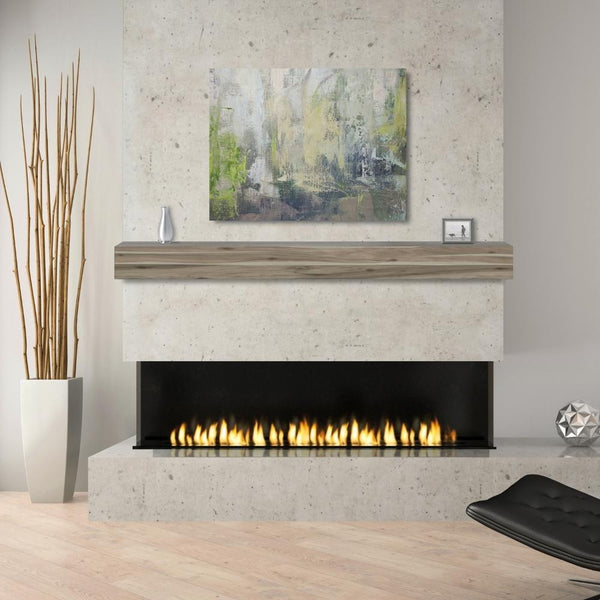 Pearl Mantels Acacia Wood Mantel Shelf Weathered Gray Finish With A Fireplace Insert
