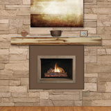Pearl Mantels Acacia Wood Mantel Shelf Natural Finish On A Stone Finished Wall