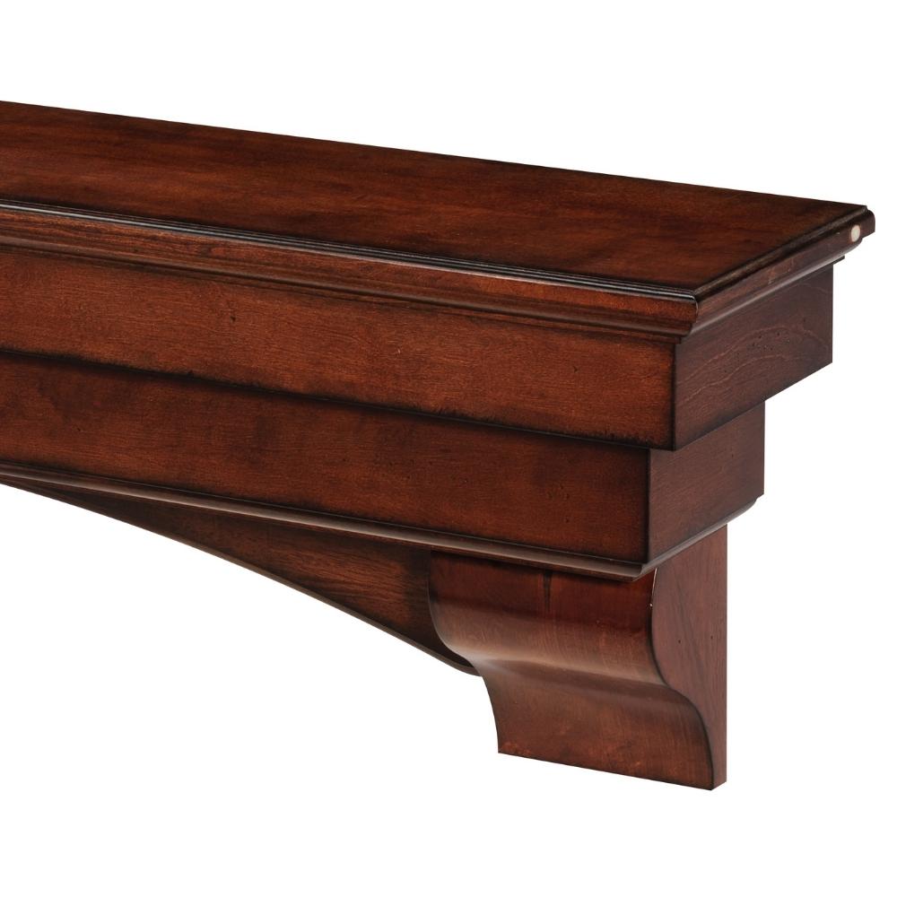 Pearl Mantels Auburn Wood Mantel Shelf in Distressed Cherry With Corbels and Arch (Close-up)