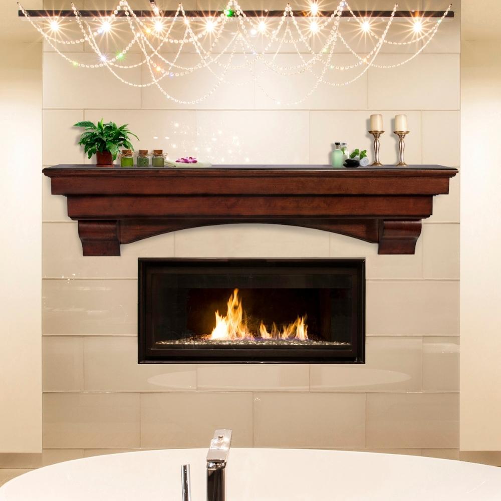 Pearl Mantels Auburn Wood Mantel Shelf With a Fireplace