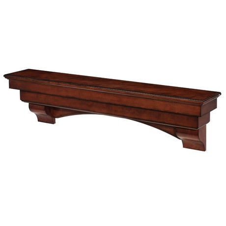 Pearl Mantels Auburn Wood Mantel Shelf in Distressed Cherry With Corbels and Arch