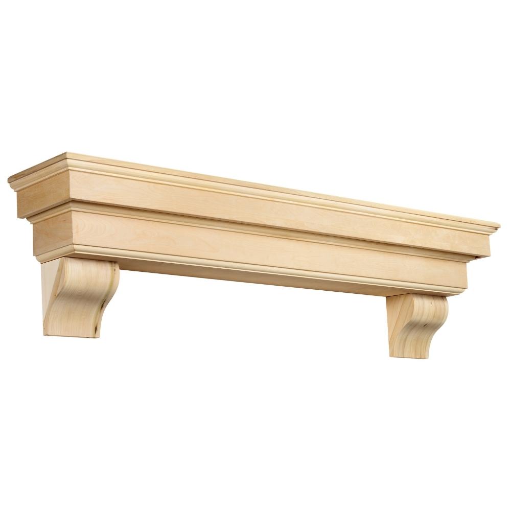 Pearl Mantels Auburn Wood Mantel Shelf With Corbels (Angled View)