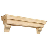 Pearl Mantels Auburn Wood Mantel Shelf With Corbels (Angled View)