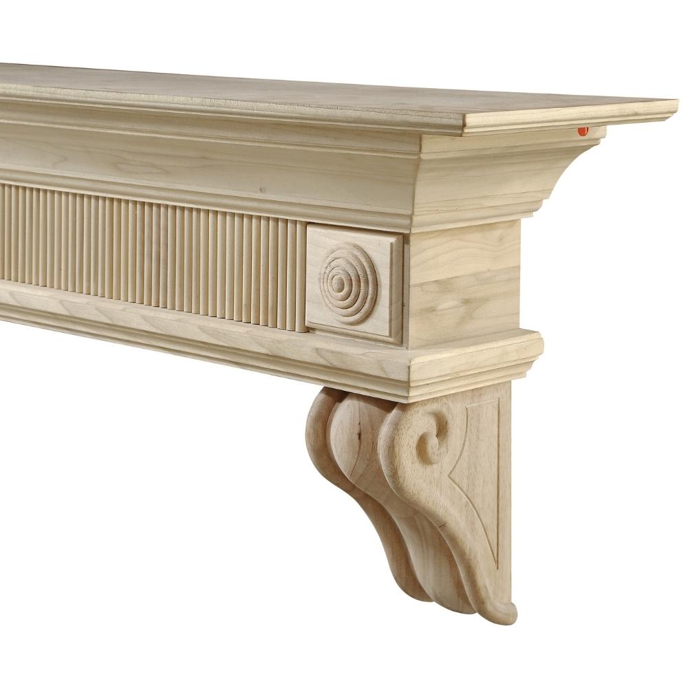 Pearl Mantels Devonshire Wood Mantel Shelf Unfinished Angled View