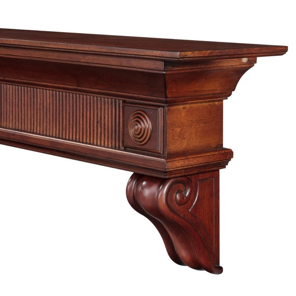 Pearl Mantels Devonshire Wood Mantel Shelf Distressed Finish Close-Up Shot of Details - close-up view