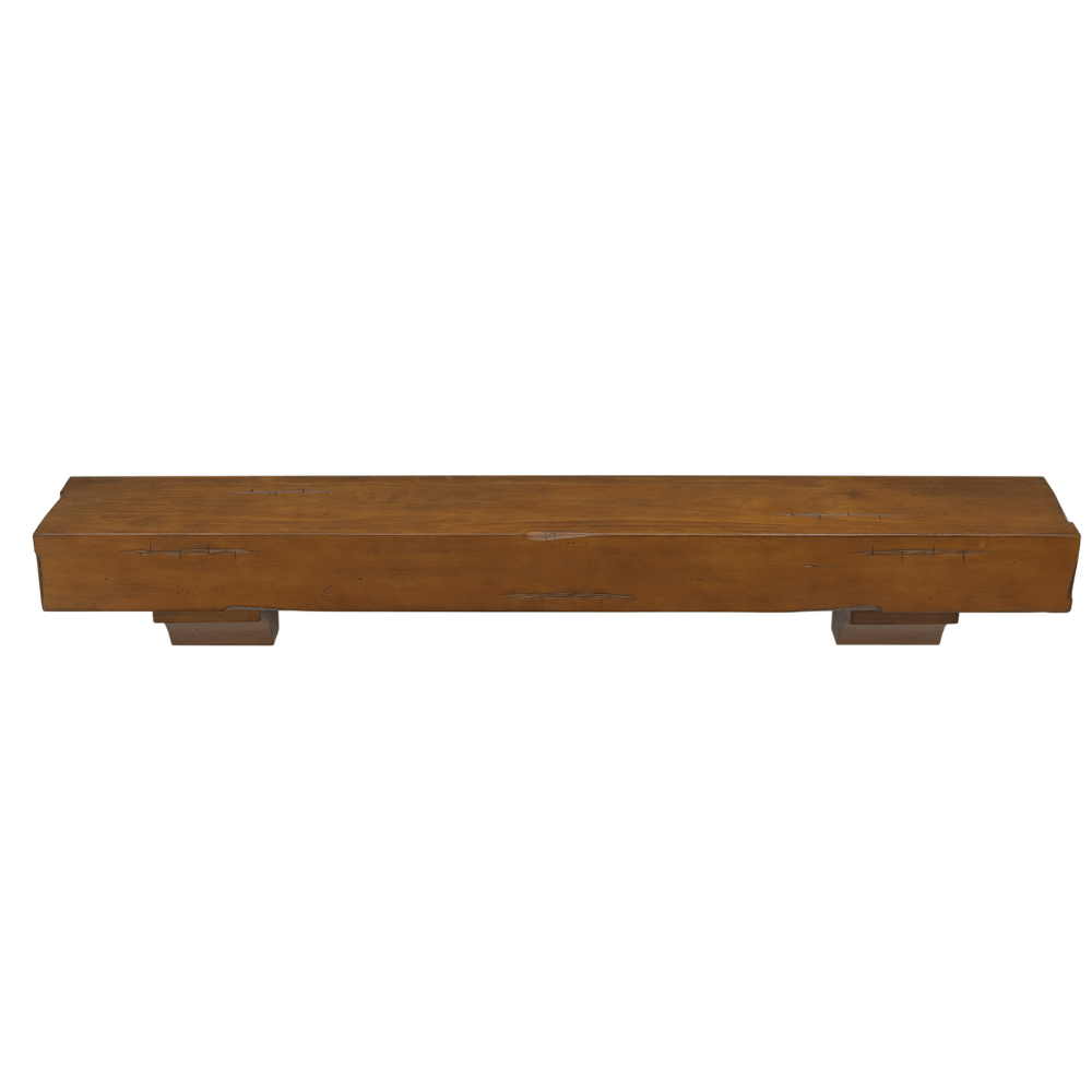 Pearl Mantels Shenandoah Wood Mantel Shelf in Medium Rustic Finish With Corbels (Top View)