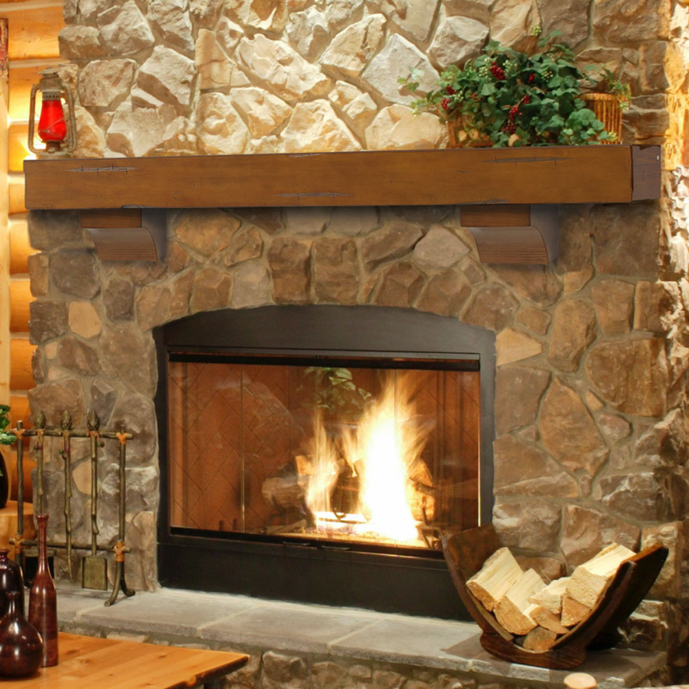 Pearl Mantels Shenandoah Wood Mantel Shelf in Medium Rustic Distressed Finish