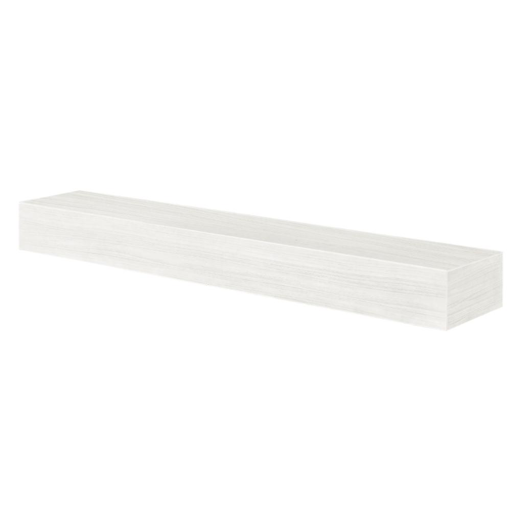 Pearl Mantels Zachary Non-Combustible Fiberglass Mantel Shelf in White Wash (Angled View)