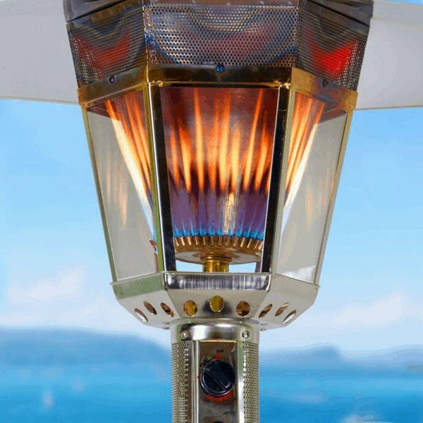 40 Individual Flames of RADtec Allure Series Real Flame Propane Patio Heater - close-up view