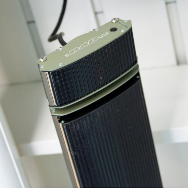 radtec design series electric patio heaters made in usa - close-up view