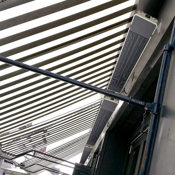 RADtec Design Series 47" 1500W 110V Indoor/Outdoor Infrared Electric Heater in Outdoor setting