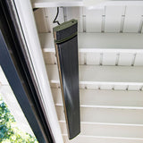 radtec design series infrared electric heater mounted on a beam