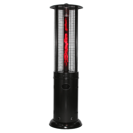 RADtec Ellipse Flame 78-inch Black Propane Patio Heater with ruby glass