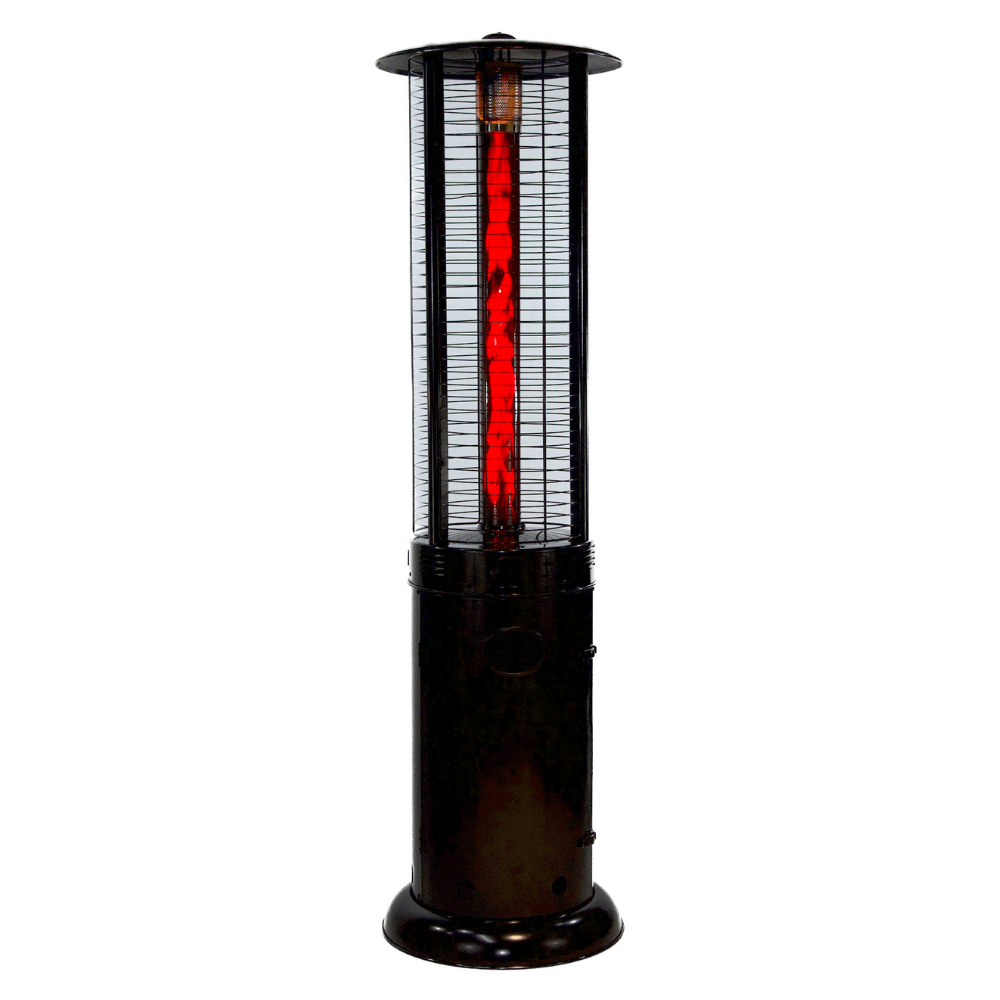 RADtec Ellipse Flame 78-inch Black Propane Patio Heater with ruby glass