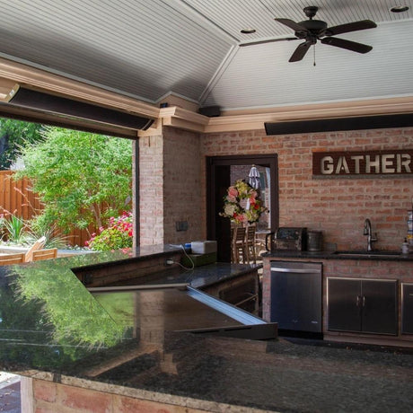 RADtec Design Series 43" 1800W 220V Infrared Electric Heater In a Covered Patio