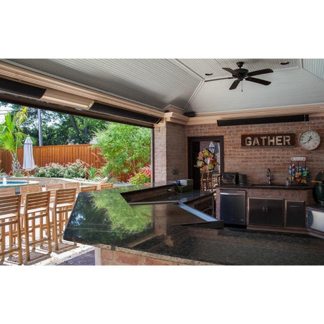 RADtec Design Series 62" 2400W 220V Infrared Electric Heater In a Covered Patio