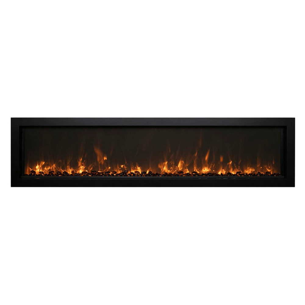 Remii Extra Slim 65-inch Electric Fireplace with Yellow Flames and Black Fire Glass