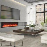 Remii DEEP 65-inch Electric Fireplace Beneath TV in Living Room