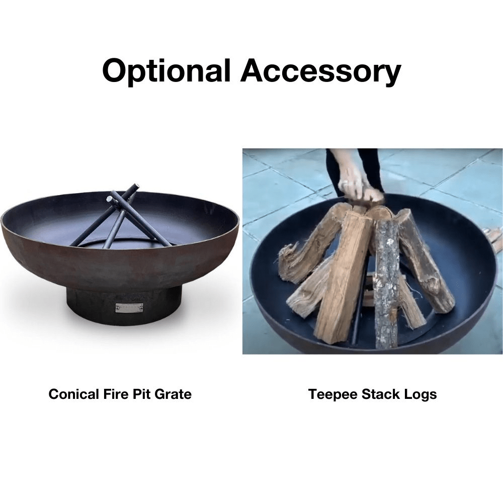 Seasons Fire Pits Concave Round Steel Fire Pit Optional Accessories