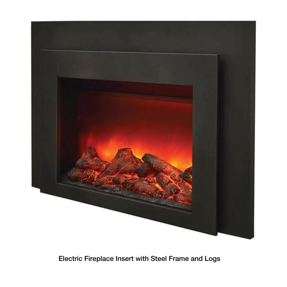 Side view of Sierra Flame 30" Electric Fireplace Insert with Steel Frame (INS-FM-30) and Logs