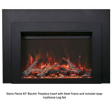 Sierra Flame 42" Electric Fireplace Insert with Steel Frame (INS-FM-34) with large Log Set