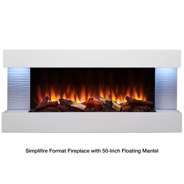 Simplifire Format Wall-Mounted Electric Fireplace With 50-Inch Mantel