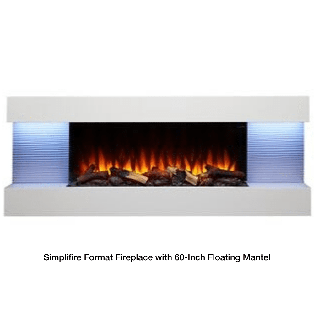 Simplifire Format Wall-Mounted Electric Fireplace With 60-Inch Mantel