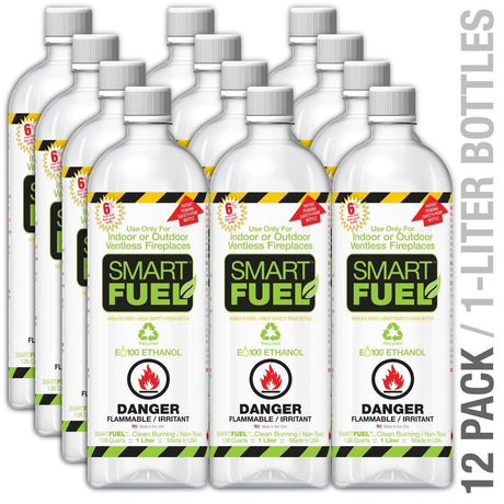 Ethanol Fireplace Fuel - SMARTFUEL™ Indoor & Outdoor Ventless Fireplace Fuel (Ethanol) 6 Or 12 Liter Pack