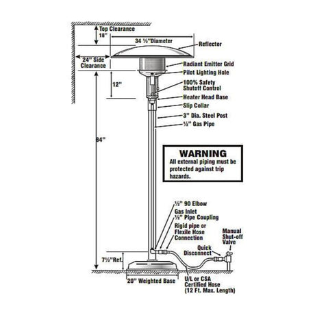 Sunglo A242 Portable Natural Gas Patio Heater clearances