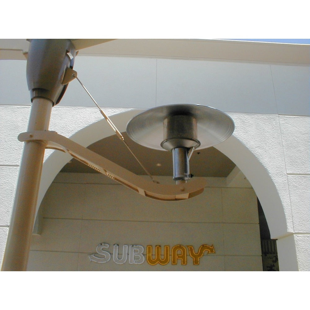 Sunglo A244MAN Natural Gas Patio Heater pole mounted under umbrella
