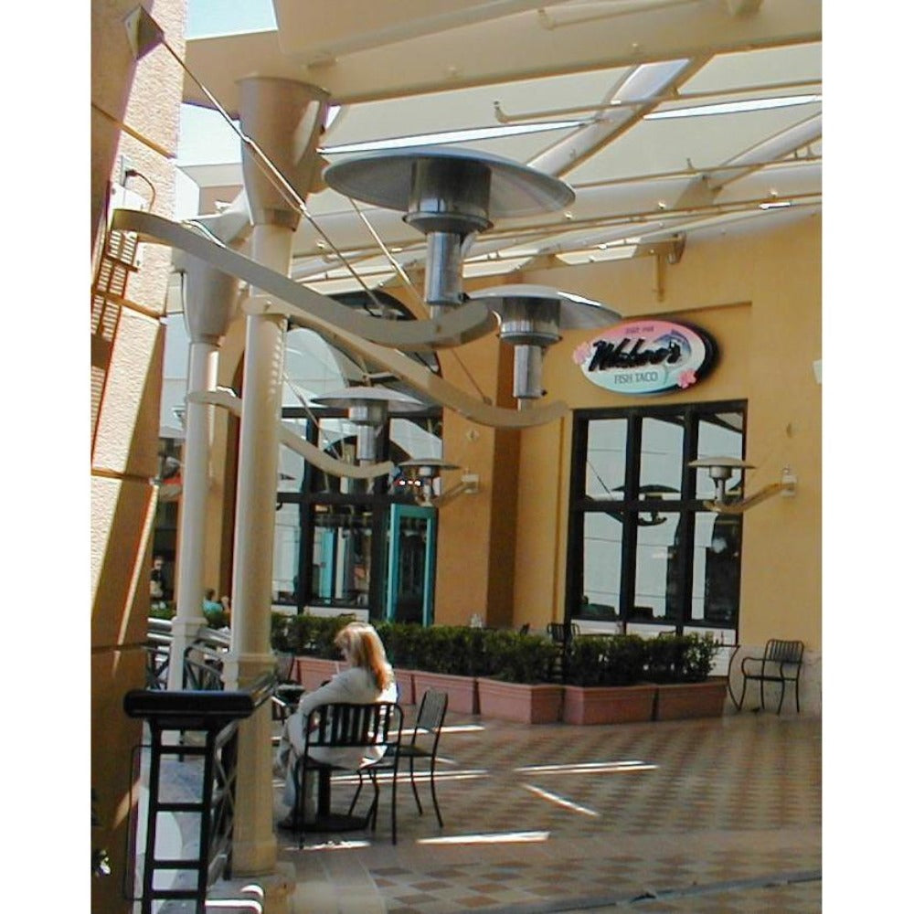Sunglo A244MAN Natural Gas Patio Heater pole mounted in restaurant