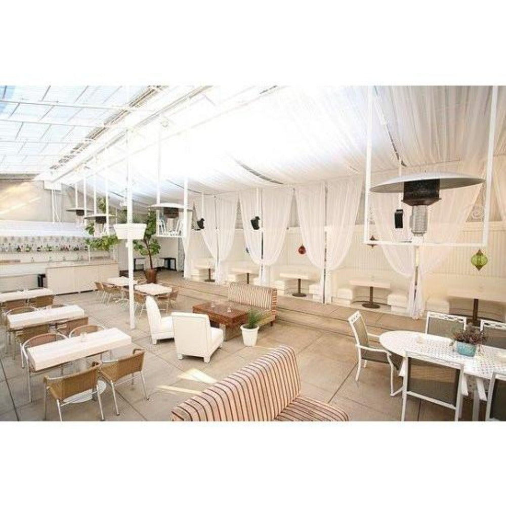 Sunglo A244VE NG Ceiling Mounted Natural Gas Patio Heater in semi covered area