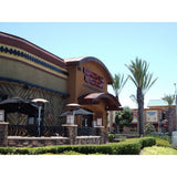 Sunglo Permanent Post Natural Gas Patio Heaters in restaurant