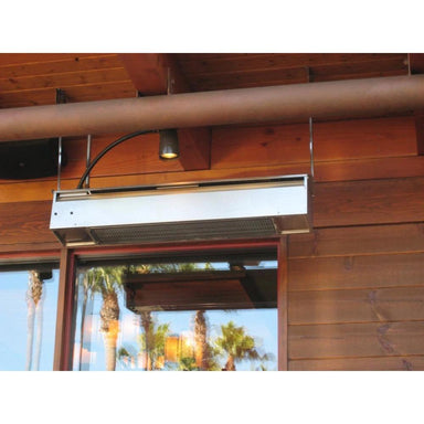 Sunpak S34 Stainless Steel Infrared Natural Gas Patio Heater mounted in patio