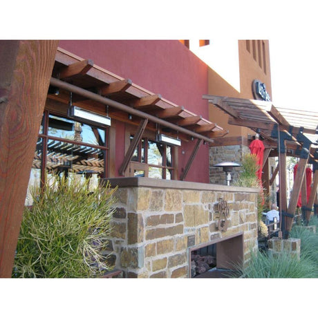 Sunpak S34 S TSH Stainless Steel Infrared Gas Heater installed in al fresco dining area