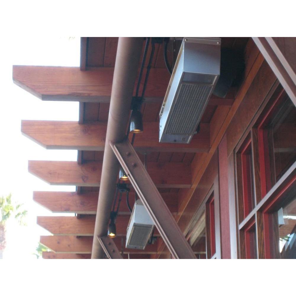 Sunpak S34 S TSH Stainless Steel Infrared Gas Heater installed in a restaurant