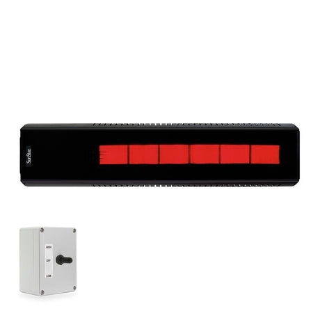 SunStar Glass Black Powder Coated Infrared Gas Heater with 3 position switch