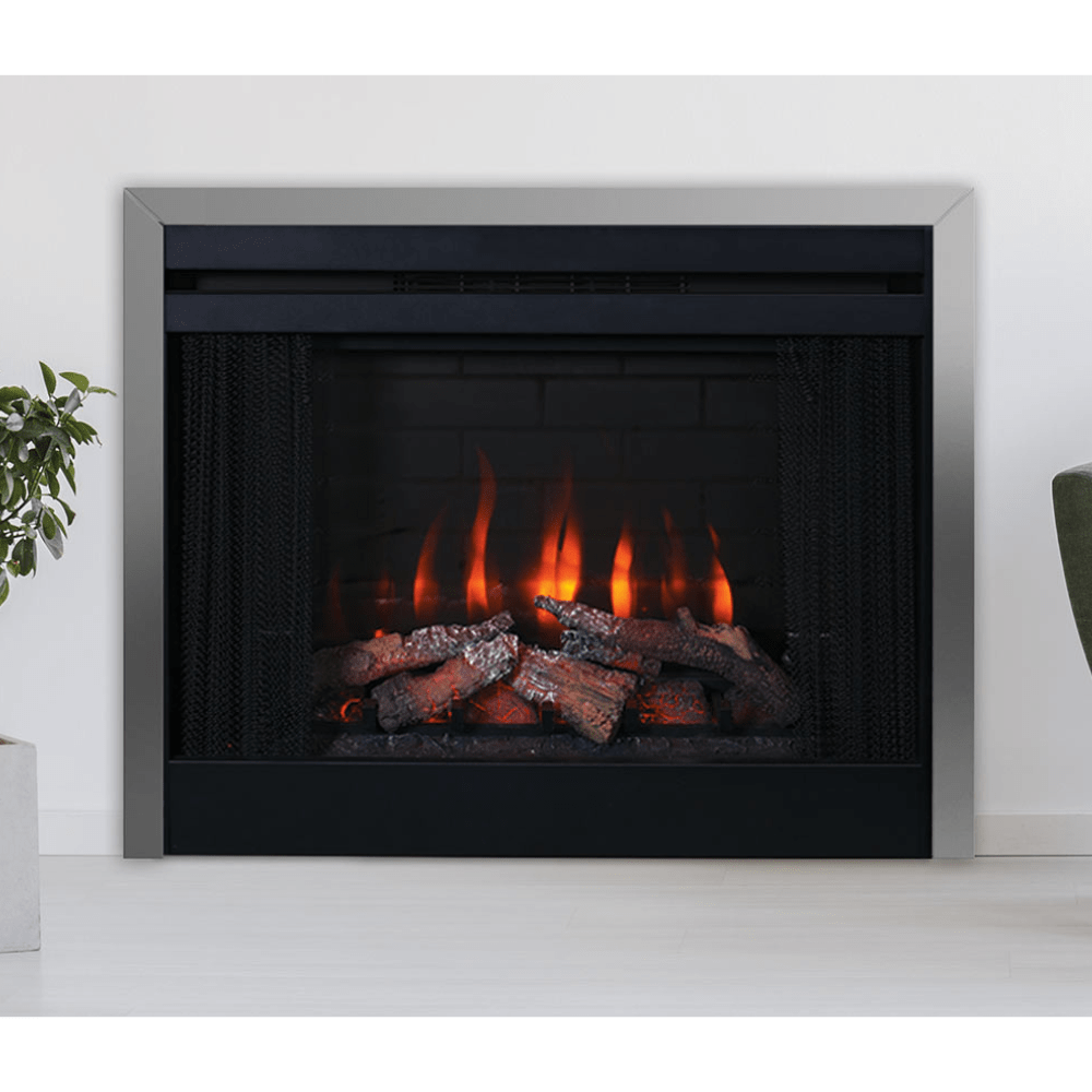 Superior Capella Built-In Zero Clearance Electric Fireplace with stainless steel trim