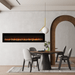 superior plexus linear electric fireplace in nordic inspired dining area