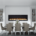 superior plexus built-in linear electric fireplace in light and airy dining room